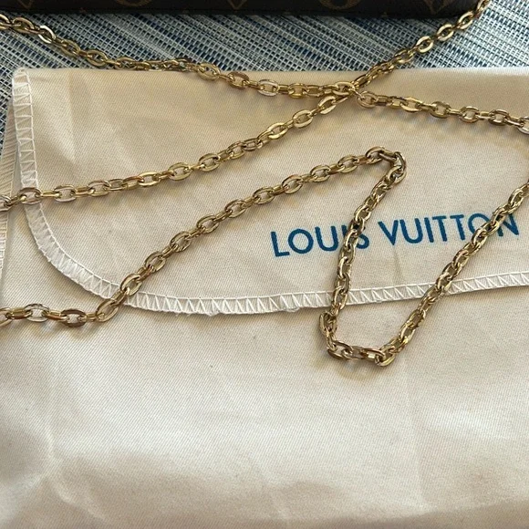 Louis Vuitton Brown Monogram Crossbody Bag with Gold Chain